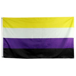 Nonbinary Genderqueer Bayrağı 3x5 FT Lgbt Pride Eşcinsel Afiş 90x150cm Çift Dikişli Pembe Mavi Polyester Pirinç Takozlarla