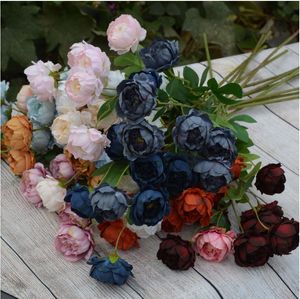 Simulation of 7 exquisite peony Decorative Flowers wedding hall soft silk background decoration core peonys artificial flower