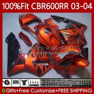 Honda CBR 600RR 600F5 600CC 03-04 CBR600RR 03 04 CBR600F5 CBR-600 CBR600RR-600 CBR600 RR 2003 2004射出モールドフェアリゾーンオレンジ色光沢