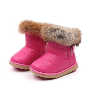 Girls Snow Boots Winter Warm Fashion Boots Children Rabbit Fur Soft Bottom Toddler's Cotton Shoes White LJ200911