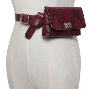 Sacos de cintura Saco Vintage Mulheres Serpentina Pu couro cinto pacote viajar carteiras fanny senhoras fit 5.5 