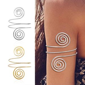 Bracciale Bracciale da braccio superiore Bracciale in metallo Spirale a spirale a forma di bracciale Bracciale alla moda Bracciale semplice regolabile per donna Ragazza