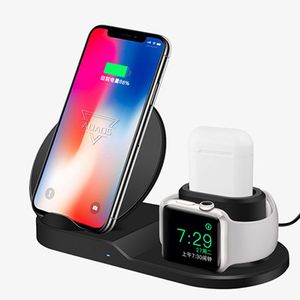 Caricabatterie wireless veloce 3 in 1 che ricarica il telefono da 10 W per gli auricolari intelligenti dell'orologio del telefono cellulare