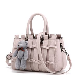 HBP handväska handväska kvinnor handväskor purses messengerbags pu läder axelväskor crossbody väskor söt shopping tote bag beige