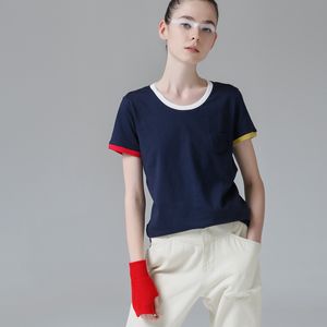 Toyouth Hit Color Edge Tees for Women Basic Cotton T-shirt Casual O-Neck Tee Koszula Femme S ~ XXL Lato Topy Krótki Rękaw Koszulki Y200110