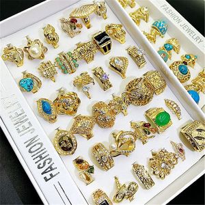 Original k Guld Ring Europeisk och Amerikansk stil Stall Supply Handdekoration Partihandel Mode Smycken Lågpris Blandad sats