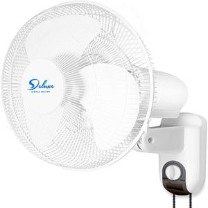 Simple Deluxe Household Wall Mount Fans 16 Inch Adjustable Tilt, 90 Degree, 3 Speed Settings, 1 Pack, White a13