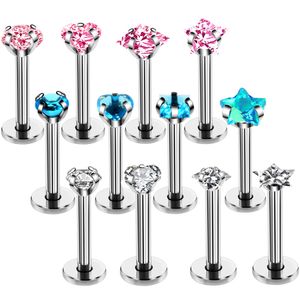 4Pcs/lot stainless steel Lip Labret Piercing Ear Helix Tragus Cartilage Studs Piercing Monroe Lip Ring Piercing Jewelry