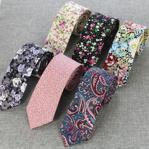 Gravatas Gravatas Rboco6cm Algodão Floral Mens Moda Gravatas Casuais Terno Casamento Skinny Tie Festa Slim Gravatas