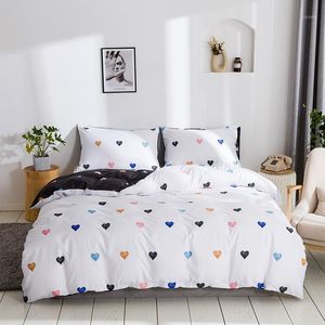 Heart Love Duvet Cover Set Pillowcases Girls Women Kids Söt Sängkläder Sats BedClothes White Black 2 Side Twin Queen King Size1