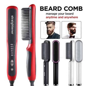 Wholesale thermal straightening resale online - Men Beard Straightener Professional Hair Straightening Brush Electric Thermal Straightener Brush Curling Iron Hairbrush Comb
