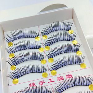 Blue False Eyelashes Taiwan Handmade LashesCotton Thread Stem Black Clip Factory Wholesale