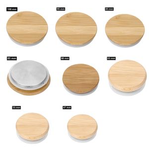 Bamboo Mason Jar Drinkware Handle Storage Canning Lids Drinking Cup Covers Reusable Seal Ring Pine Wooden Lid Caps for Glass Jars Ceramic Mugs