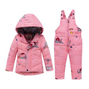 Kids Winter Płaszcze Ciepłe Kurtki -20 Stopni Chłopcy Dziewczyny Parka Prawdziwe Futro Maluch Snowuit Winter Coatted Coat LJ20112