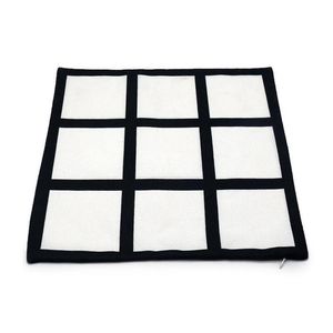 40*40cm Blank Sublimation Pillow Case DIY Black 9 Panels Grid Heat Transfer Throw Cushion Cover Home Sofa Decor