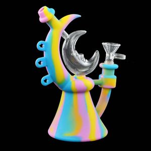 Moon silicone hand pipe electric dab rig smoke spoon pipes food grade Tobacco Herb Cigarette bong Smoking Accessories wax burner