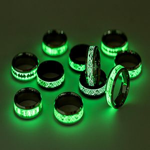 Neuer dominanter, cooler, stilvoller Multi-Muster-Drachen-Trend aus fluoreszierendem Edelstahl-Titan-Ring für Männer und Frauen linkA