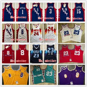 Yıldız Basketbol Formaları toptan satış-Otantik Dikişli Mitchell ve Ness Basketbol Formaları Tüm Tracy Star McGrady Vince Carter Retro Sertwoods Allen Iverson Jersey