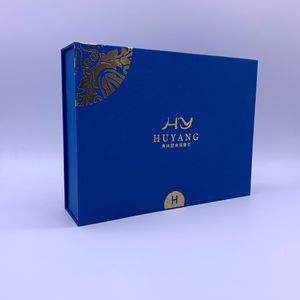 Scatole per imballaggio di regali in carta rigida personalizzata Scatola di immagazzinaggio regalo in cartone da imballaggio artigianale blu stampata di alta qualità Ultimo arrivo
