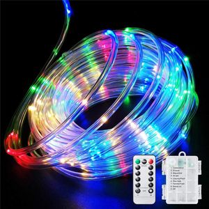 Strings Street Garland Led Tube Rope Light Battery-Operated 20M Remote Waterproof IP67 Fairy Christmas Decoration For Home
