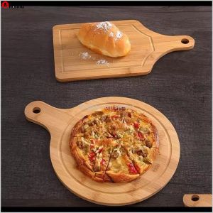 Blockerar Knivar Tillbehör Kök Matsal Bar Garden Drop Leverans 2021 20st Bambu Kök Skaka Block Wood Home Cutting Board Cake Servi Wjy591