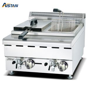 GH585 chips chicken machine New potato French fries 2 tank double counter industrial commercial gas/electric deep fryers