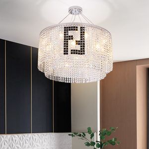 Prostokątny K9 Crystal Light Black F Crystal Chandelier Candelabro Hotel Villa Nowoczesne oświetlenie LUSTRES Clear Crystal żyrandol