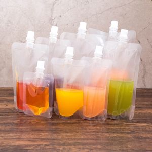 200mlスタンドアッププラスチックドリンクバッグ透明ジュースミルクコーヒースパウトポーチ液体飲料梱包袋の食品収納袋BH5607 TYJ