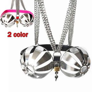 NXY Sex Adult Toy Stainless Steel Breathable Brassiere Breast Bondage Belts Games Cosplay Chastity Bra Cup Toys for Woman Bdsm Fetish1216
