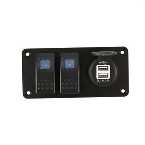 2 Car Gang Morski Łódź Pin LED Rocker Switch Switch Breaker A Dual Ports USB Ładowarka Wodoodporna