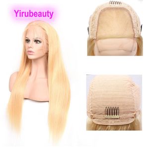 Brazilian Virgin Hair 4X4 Lace Front Wig Silky Straight Body Wave 4 by 4 Wigs 613 Blonde Color 12-32inch 100% Human Hair Yirubeatuy