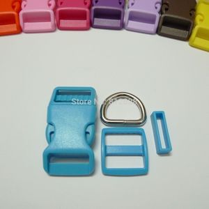 25 zestawów 1 '' # 7 Blue Color Collar Sprzęt Curved Side Release Buckle Set LJ201111