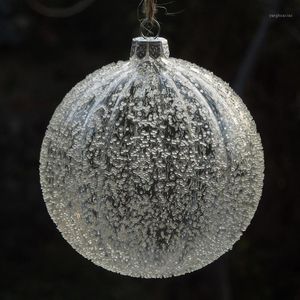 Juldekorationer Diameter = 6cm Striped Glass Ball Transparent Globe med Chips Tree Hängsmycke Ornament Ball1