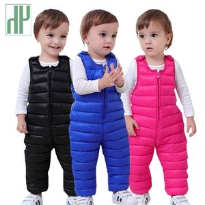 Calças crianças para baixo de algodão engrossar calças magras quentes para meninas calças confortáveis ​​bebês calças de inverno impermeável crianças outwear lj201019