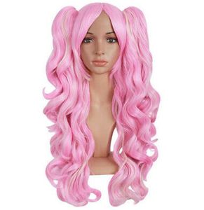 Långt Wig Curly Rose, 71 cm med höjdpunkter blondiner och täcken, cosplay