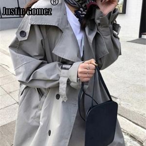 Marca Famou Dupla Breasted Outono Outono Inverno Panos Outwear Long Trench Coat Mujer Chaqueta 201029