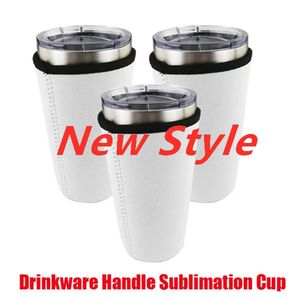 Stock 20oz 30oz Drinkware Handle Mugs Sublimation Blanks Reusable Iced Coffee Cup Sleeve Neoprene Insulated Sleeves