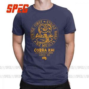 Koszulka męska Kobra Kai Vintage Bawełniana Koszula Koszulka Koszulka Karate Koszulka T Shirt Crew Neck Topy Plus Size Odzież do męskiego Y220214