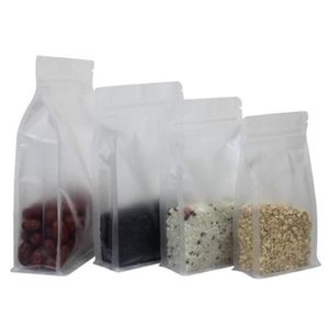 Borsa con cerniera in plastica opaca stand up satinata Custodia a fondo piatto traslucida Custodia a prova di odore per caffè, snack, biscotti, riutilizzabili, per imballaggio