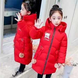 Marke Girls Winterjacke Kinder Warme Mantel Kinder Dicke Druck Kleidung Parka Cartoon Bär Ohr Hoodine Oberbekleidung Baby Mädchen Kleidung LJ201017