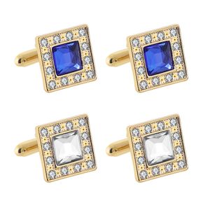 Gold Crystal cuff links Men Square zircon Formal Business Shirt Cufflinks button fashion jewelry will and sandy