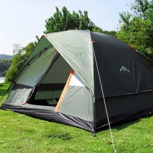 3-4 person dubbel lager regnskyddad utomhus camping skydd tält för fiske jakt resa äventyr och familjeparty grön blå 220216