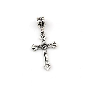 Cross religião charme pingentes para jóias fazendo pulseira colar diy acessórios 19.5x50mm antique prata 100 pcs a-492a