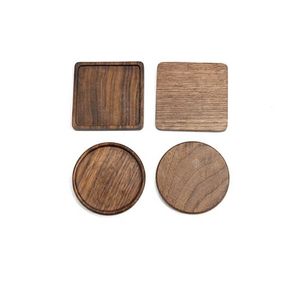 Schwarzer Walnuss-Holzuntersetzer, Retro-Isolierbechermatte, quadratischer runder Untersetzer für den Haushalt, Isolierpads, Tischdekoration