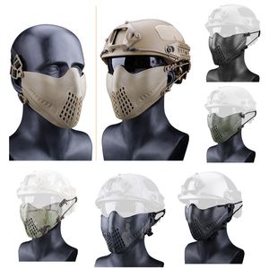 Airsoft Shooting Mask Face Protection Gear Tactical Fast Helmet Wing Side Rail Clip Buckle Mount med huvudband nr03-118