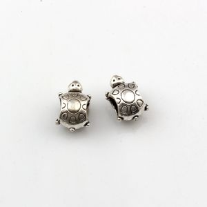150Pcs Antique Silver Alloy Tortoise Big Hole Loose Spacer Beads For Jewelry Making Bracelet Necklace DIY Accessories 9x14x8.2mm D-73