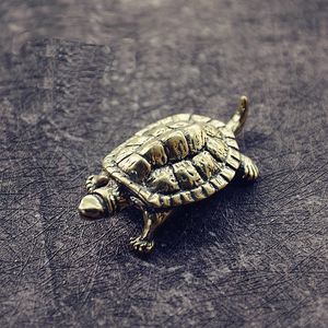 Mini Cute Mosiądz Tortoise Vintage żółwia Statua Metalowa postać Rekwizyty Zwierząt Rzeźba Home Office Biurko Dekoracyjne Ornament Zabawki Prezent Y0107