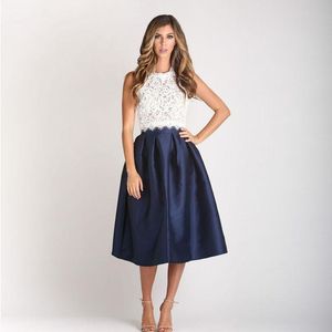 Skirts Top Quality Women Midi Skirt In Navy Blue Satin High Waist Pleated 2022 Custom Made Adult Formal Work Wear Saia Jupe