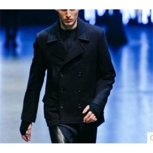 S- HOT New winter Men wool trench Fashion thicken overcoat hair stylist slim short paragraph plus size woolen outerwear LJ201109