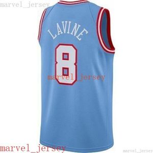 Custom genähte Zach Lavine #8 Jersey Hellblau XS-6xl Herren Rückschläge Basketballtrikots